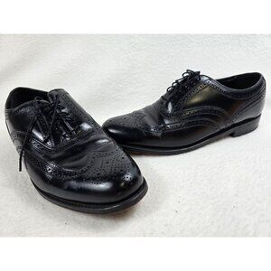Florsheim Mens Size 9 3E Wide Fit Black Leather Wingtip Oxford Dress Shoes